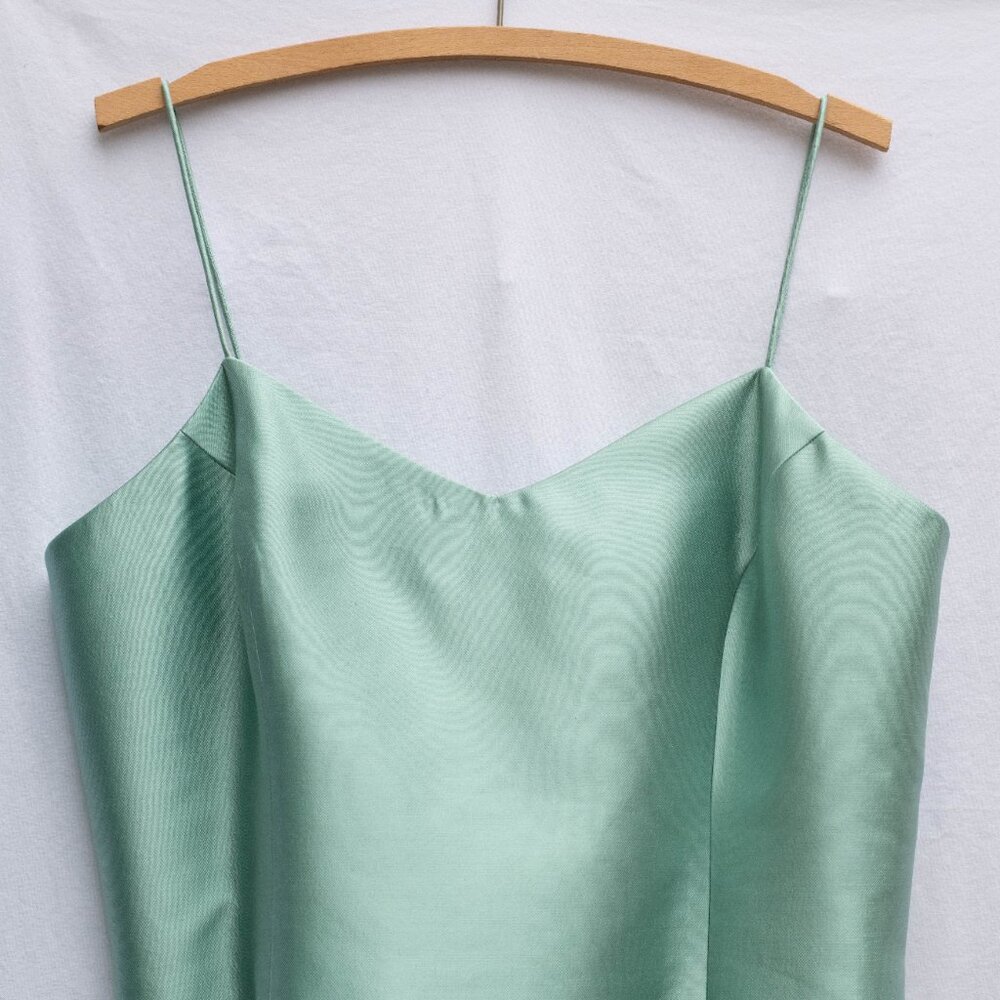Jovani NY 3 Pc‎ Silk Wool Set 18M Aquamarine Blazer Tank Lace Skirt Beaded NWT - Picture 10 of 16